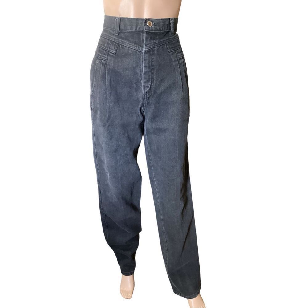 Vintage 80s Wrangler Silver Lake Ultra High Rise Black Bareback Mom jeans 13